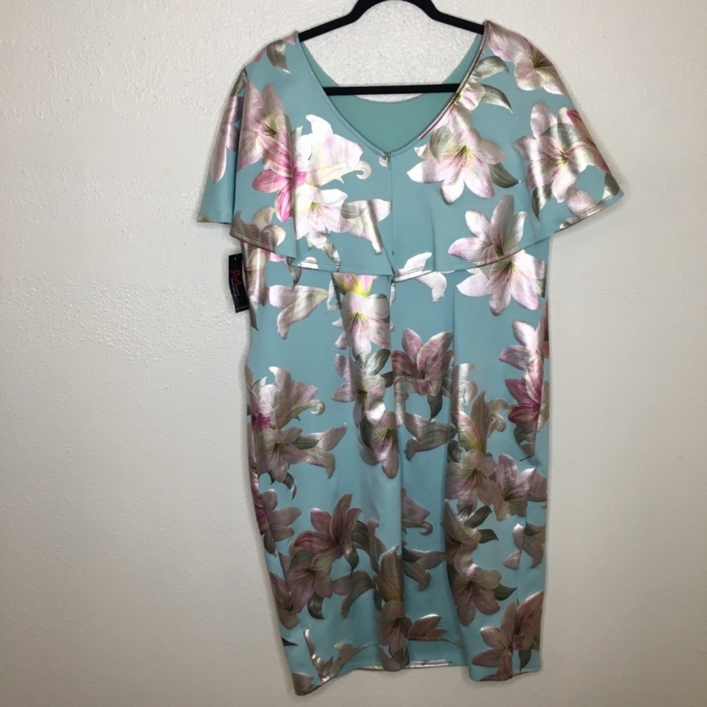 NEW JM Studio By John Meyer Mint Floral Dress 18W - Picture 4 of 5